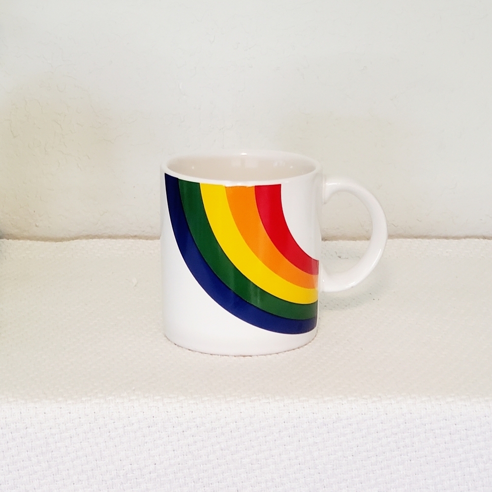 Vintage 1984 F.T.D.A. Ceramic Rainbow Coffee Mug